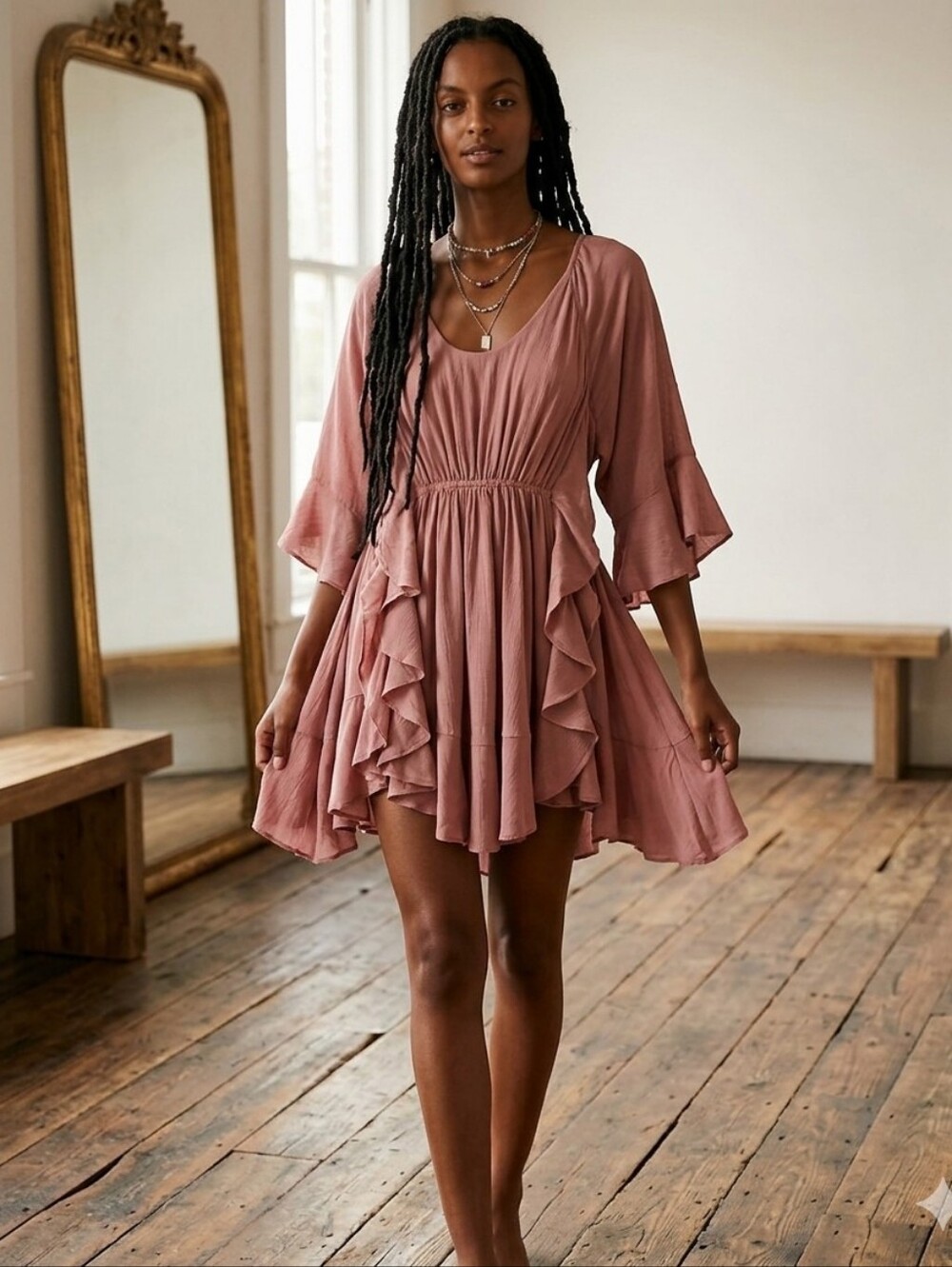 Free People Right Decision Dusty Rose Mini Dress